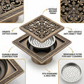 InArt 12 x 4 Inch Brass Shower Floor Drain Channel with Removable Grate, additional product view 3