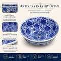 White and Cobalt Blue Round Porcelain Ceramic vessel bathroom sink, additional product view 6