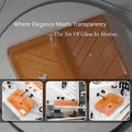 Tempered-look crystal glass wash sink, rectangular clear vessel sink for modern bathroom vanity countertop