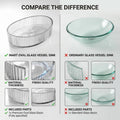 InArt Crystal Clear Oval Glass Vessel Sink, Fluted Ribbed Design, 19.7 x 14.6 Inch Bathroom Basin, additional product view 7