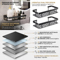 Matte black shower organizer shelf construction details