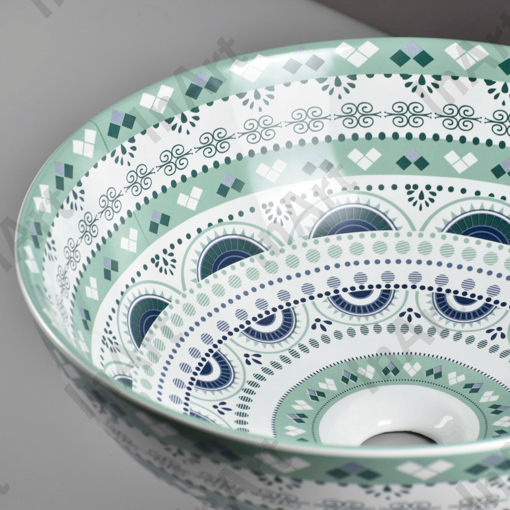 InArt ceramic wash basin 39x39x14cm, round vessel round sink for modern restroom sinks
