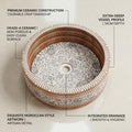 InArt Satin Patterned Ceramic Round Vessel Sink – Above Counter, 16