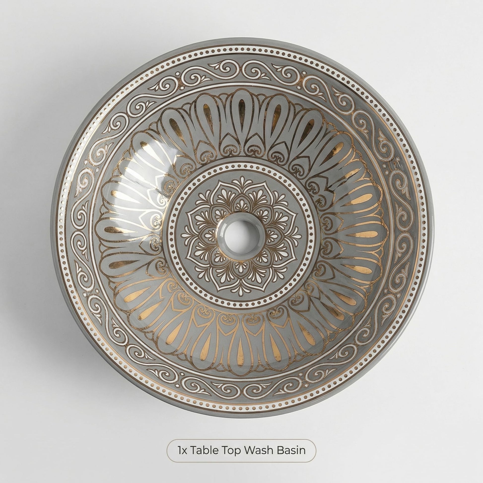 InArt Round Bathroom Ceramic Mexican Vessel Sink Art Basin Green Color 40.5 x 40.5 CM, additional product view 8