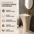 InArt Basin Pedestal Sink - Standing Bathroom Sink Gold White 45x43 CM, additional product view 3