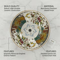 InArt Glossy Multicolor Ceramic Round Vessel Sink – Hand-Painted Pattern, 16.5