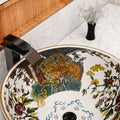 InArt Glossy Multicolor Ceramic Round Vessel Sink – Hand-Painted Pattern, 16.5