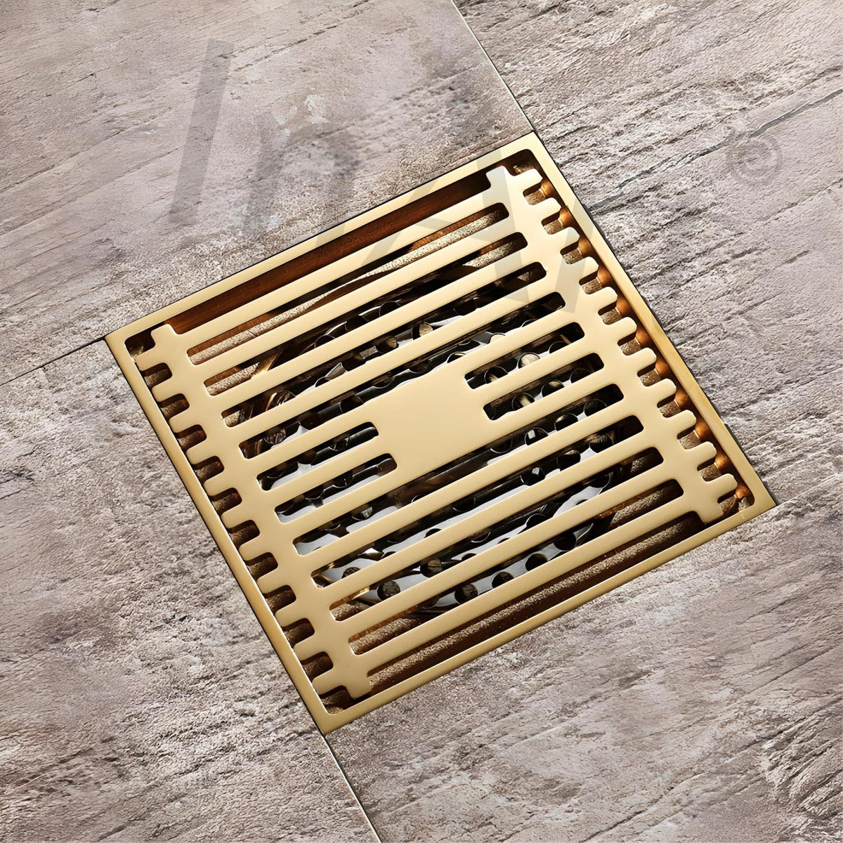 InArt Square Linear Brass Shower Drain Channel with Grate Cover, 12 x 4 Inch, additional product view 3