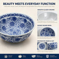 White and Cobalt Blue Round Porcelain Ceramic vessel bathroom sink, additional product view 4