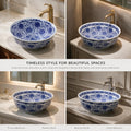White and Cobalt Blue Round Porcelain Ceramic vessel bathroom sink, additional product view 3