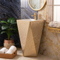 InArt Basin Pedestal Sink - Standing Bathroom Sink Gold White 46x46 CM, additional product view 2
