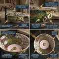 InArt Glossy Multicolor Ceramic Round Vessel Sink – Gold Rim Accent, 16.5