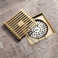InArt Square Linear Brass Shower Drain Channel with Grate Cover, 12 x 4 Inch