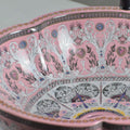 InArt ceramic oval bath vessel sink, glossy pink over counter basin bowl shown from top angle