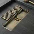 InArt Antique Brass Brass Shower Grate Drain – Self-Closing Trap Core, 12