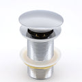 InArt polished chrome push-button pop-up bathroom sink drain with domed cap and threaded solid brass body
