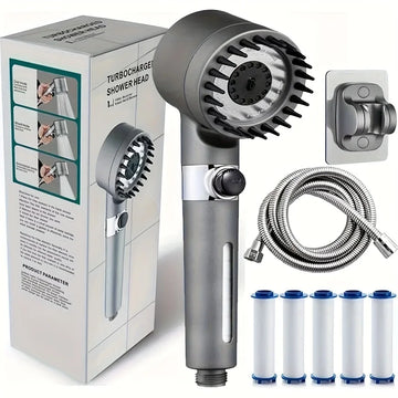 Filtered Handheld Shower Head Set with 5 Filters & Spray Modes