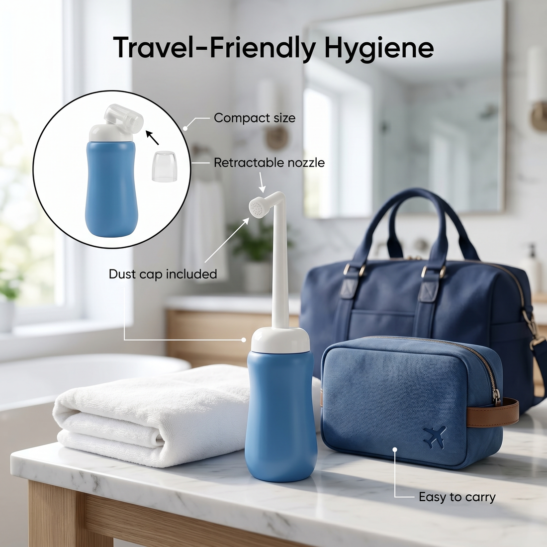 Portable Bidet Bottle for Travel & Personal Hygiene | 350ml Squeeze Peri Bottle with Angled Nozzle for Bathroom, Postpartum Care & On-the-Go Freshness