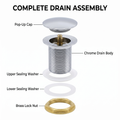 Polished chrome push-button pop-up bathroom sink drain stopper by InArt