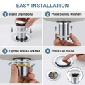 Polished chrome push-button drain assembly for vessel and vanity sinks by InArt