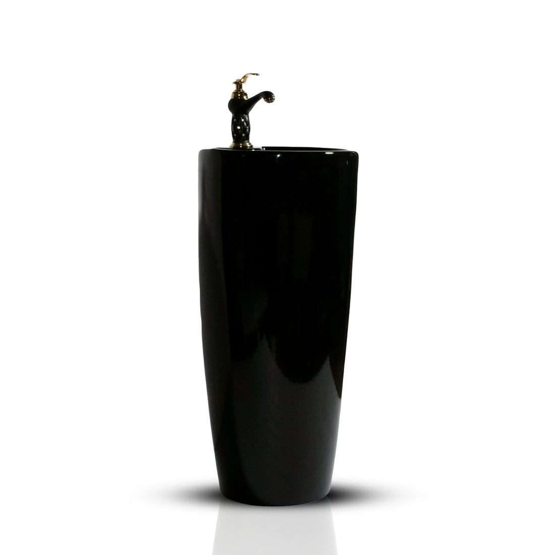 InArt Basin Pedestal Sink - Circular Bathroom Standing Sink Black 38x38 CM - InArt-Studio-USA