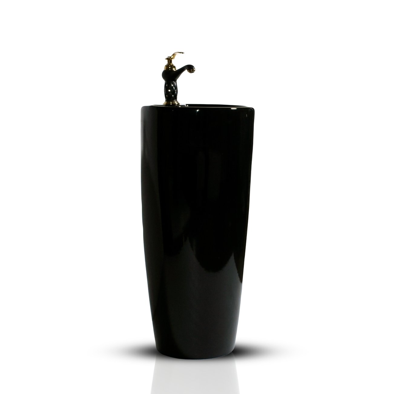 InArt Basin Pedestal Sink - Circular Bathroom Standing Sink Black 38x38 CM - InArt-Studio-USA