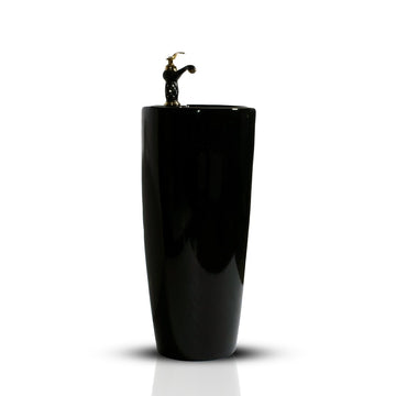 InArt Basin Pedestal Sink - Circular Bathroom Standing Sink Black 38x38 CM - InArt-Studio-USA