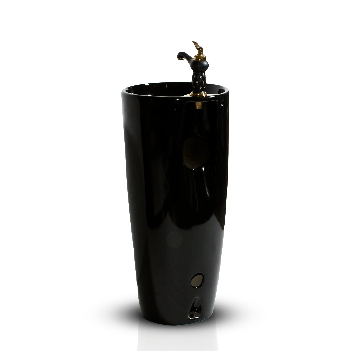 InArt Basin Pedestal Sink - Circular Bathroom Standing Sink Black 38x38 CM - InArt-Studio-USA