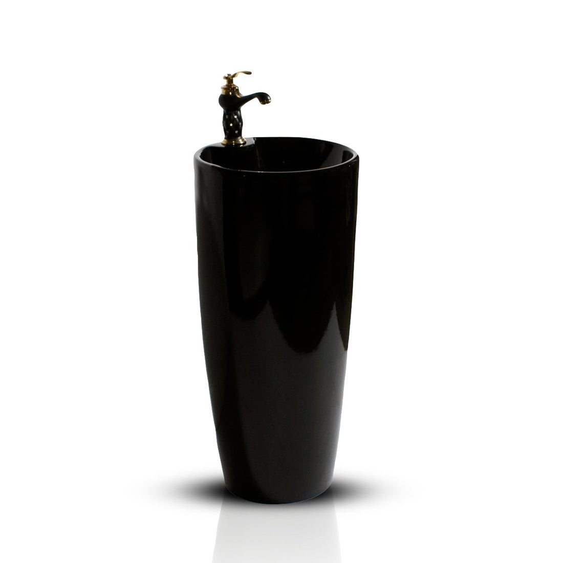 InArt Basin Pedestal Sink - Circular Bathroom Standing Sink Black 38x38 CM - InArt-Studio-USA