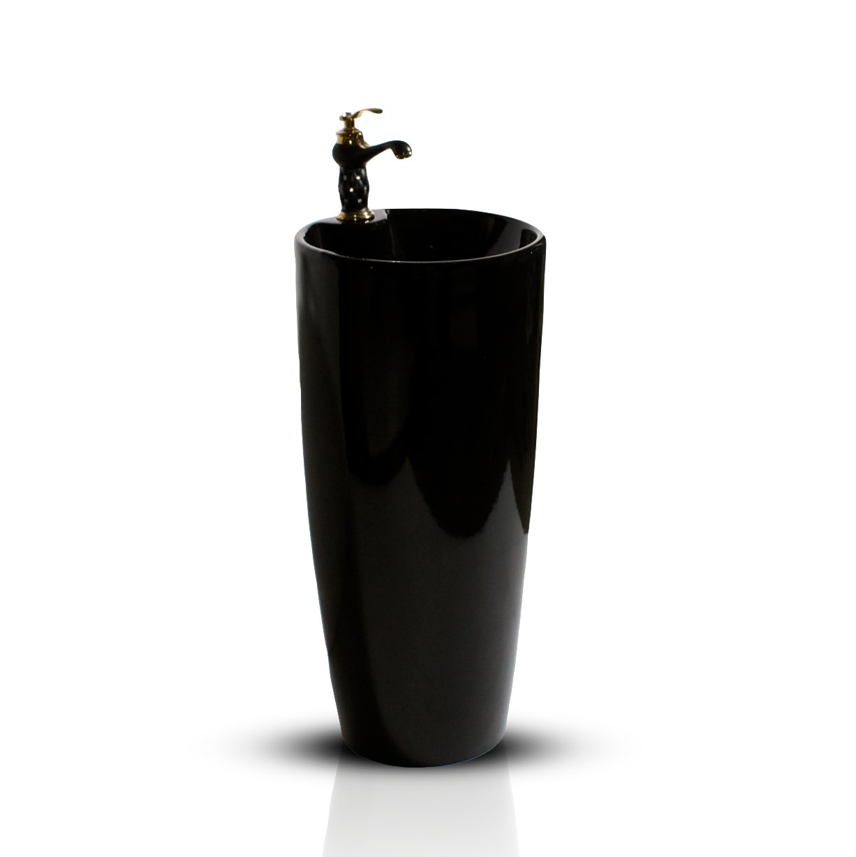InArt Basin Pedestal Sink - Circular Bathroom Standing Sink Black 38x38 CM - InArt-Studio-USA