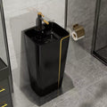 InArt Basin Pedestal Sink - Standing Bathroom Sink Black Glossy 43x36 CM - InArt-Studio-USA