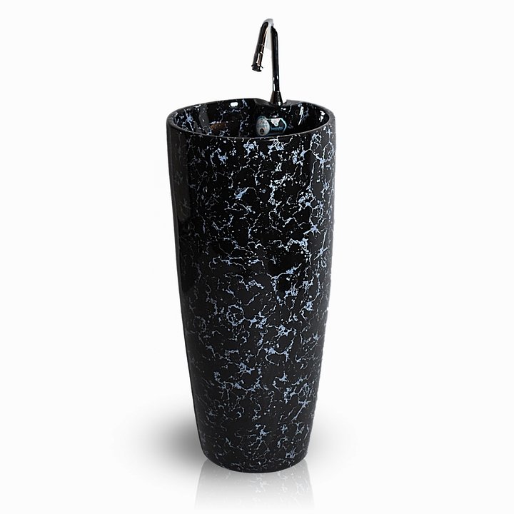 InArt Basin Pedestal Sink - Standing Bathroom Sink Black Marble 38x38 CM - InArt-Studio-USA