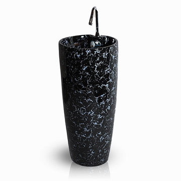 InArt Basin Pedestal Sink - Standing Bathroom Sink Black Marble 38x38 CM - InArt-Studio-USA