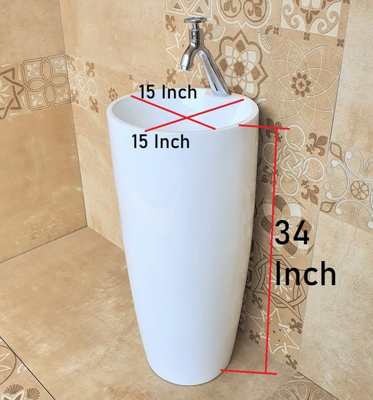 InArt Basin Pedestal Sink - Standing Bathroom Sink White 38x38 CM - InArt-Studio-USA