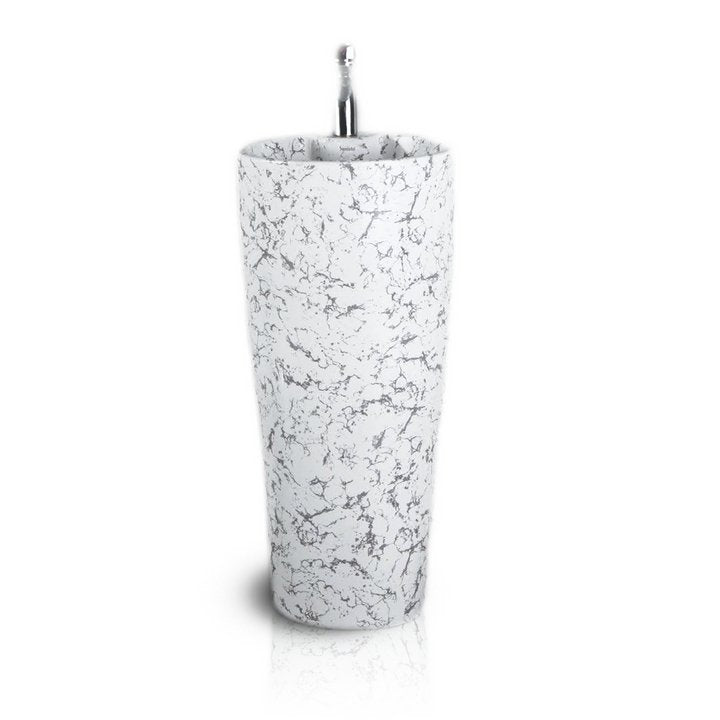 InArt Basin Pedestal Sink - Standing Bathroom Sink White Marble 38x38 CM - InArt-Studio-USA