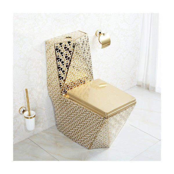 InArt Dual Flush One Piece Elongated Toilet with Actuator Flush - Seat Included in Gold Color - InArt-Studio-USA