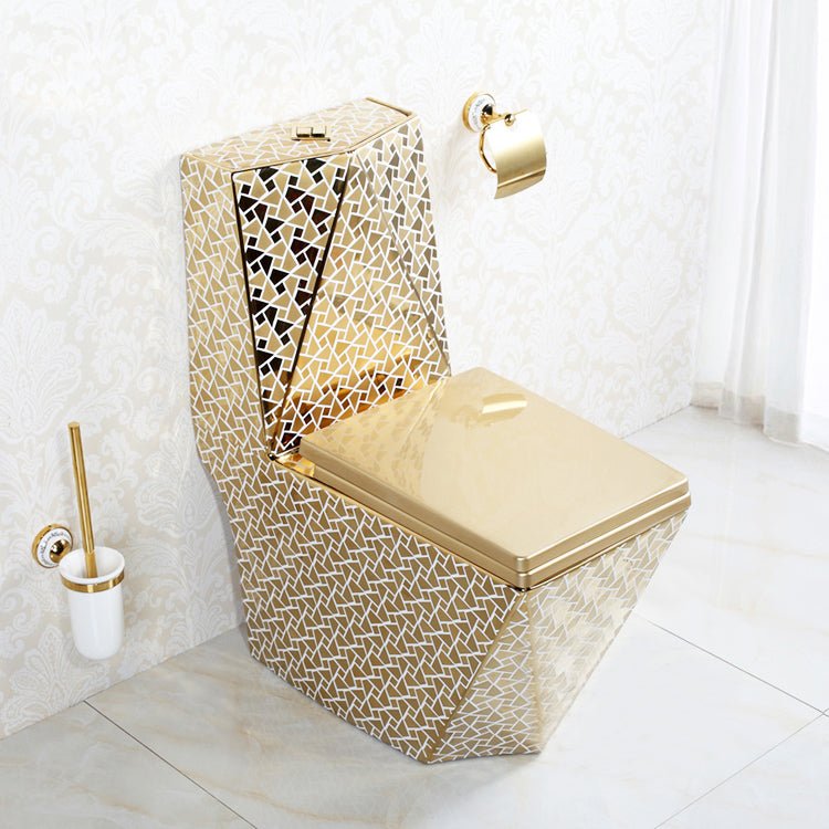 InArt Dual Flush One Piece Elongated Toilet with Actuator Flush - Seat Included in Gold Color - InArt-Studio-USA