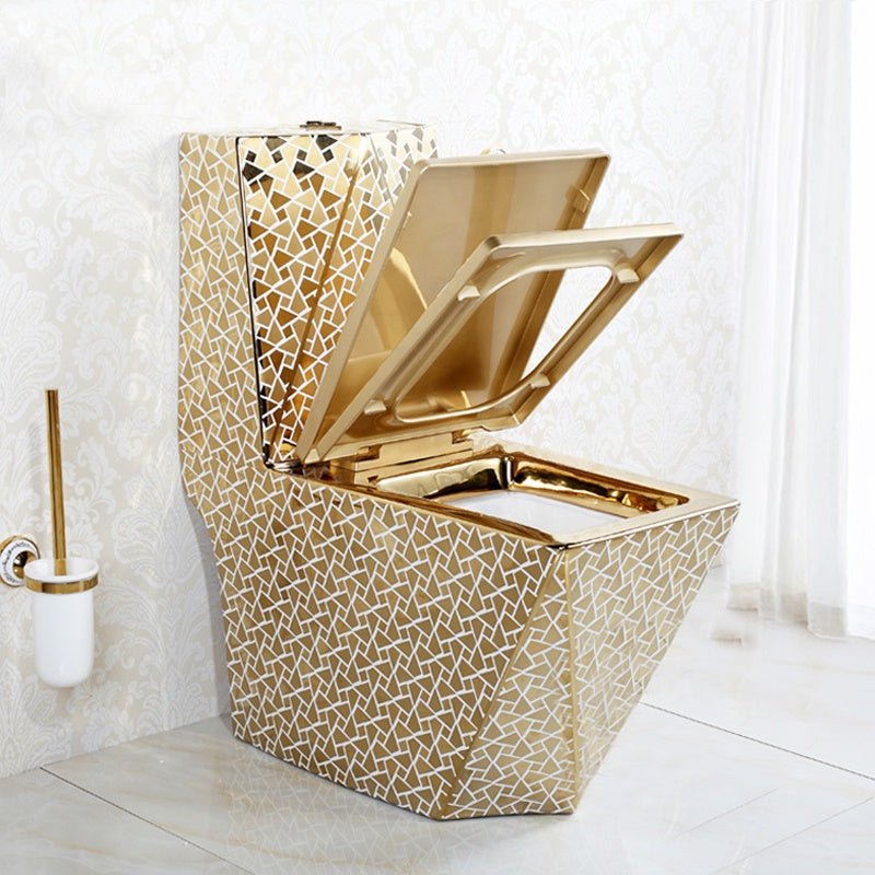 InArt Dual Flush One Piece Elongated Toilet with Actuator Flush - Seat Included in Gold Color - InArt-Studio-USA