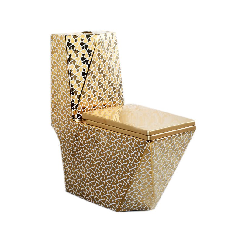 InArt Dual Flush One Piece Elongated Toilet with Actuator Flush - Seat Included in Gold Color - InArt-Studio-USA