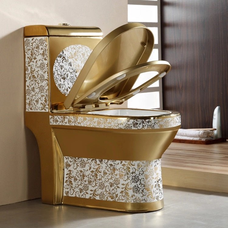 InArt Dual Flush One Piece Elongated Toilet with Actuator Flush - Seat Included in Gold Color - InArt-Studio-USA
