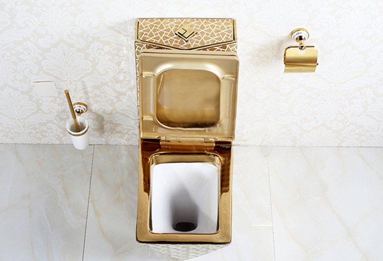 InArt Dual Flush One Piece Elongated Toilet with Actuator Flush - Seat Included in Gold Color - InArt-Studio-USA