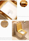 InArt Dual Flush One Piece Elongated Toilet with Actuator Flush - Seat Included in Gold Color - InArt-Studio-USA