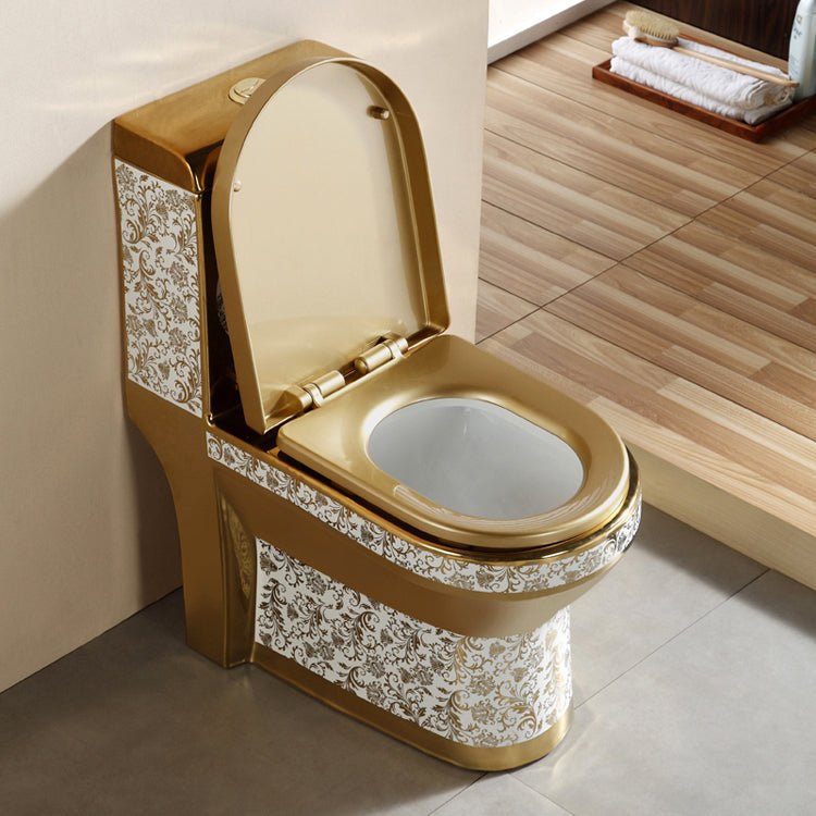 InArt Dual Flush One Piece Elongated Toilet with Actuator Flush - Seat Included in Gold Color - InArt-Studio-USA