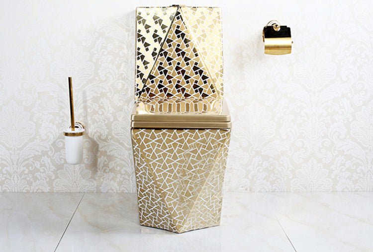 InArt Dual Flush One Piece Elongated Toilet with Actuator Flush - Seat Included in Gold Color - InArt-Studio-USA