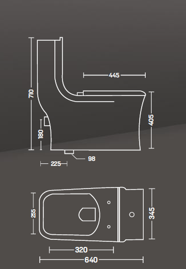 InArt Dual Flush One Piece Syphonic Elongated Toilet with Actuator Flush Decorative Toilets - Seat Included in Black Color Glossy - InArt-Studio-USA