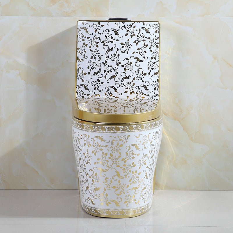 InArt Dual Flush One Piece Syphonic Elongated Toilet with Actuator Flush - Seat Included in Gold Color - InArt-Studio-USA