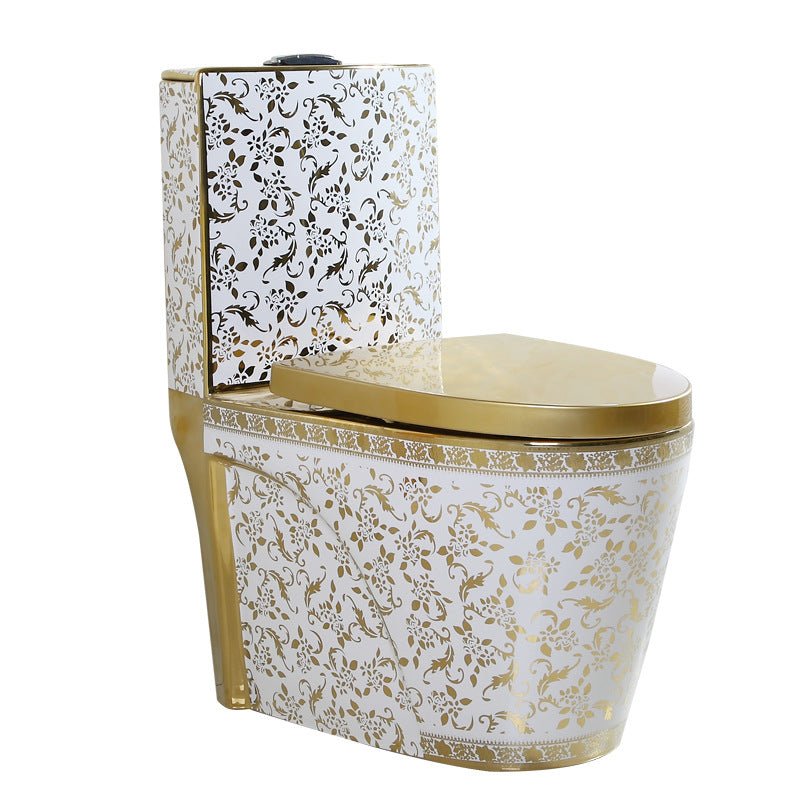 InArt Dual Flush One Piece Syphonic Elongated Toilet with Actuator Flush - Seat Included in Gold Color - InArt-Studio-USA
