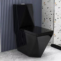 InArt Dual-Flush Siphon Flushing Elongated One-Piece Toilet (Seat Included) Rough-In Size: 12'' Black Diamond Shape - InArt-Studio-USA