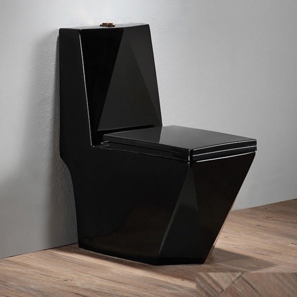 InArt Dual-Flush Siphon Flushing Elongated One-Piece Toilet (Seat Included) Rough-In Size: 12'' Black Diamond Shape - InArt-Studio-USA