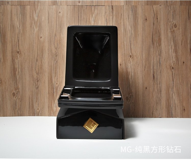 InArt Dual-Flush Siphon Flushing Elongated One-Piece Toilet (Seat Included) Rough-In Size: 12'' Black Diamond Shape - InArt-Studio-USA